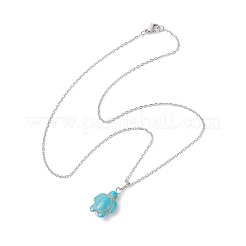 Dyed Synthetic Turquoise Sea Turtle Pendant 304 Stainless Steel Cable Chain Necklaces for Women&nbsp;NJEW-JN05396
