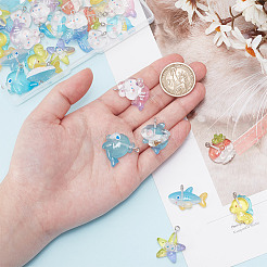 40Pcs 8 Styles Ocean Theme Transparent Resin Cartoon Pendants&nbsp;RESI-AR0001-44