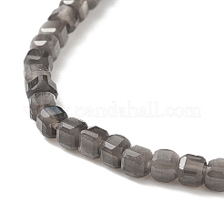 Natural Silver Sheen Obsidian Cube Beaded Stretch Bracelet for Women&nbsp;BJEW-JB08976-03