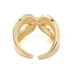 Rack Plating Teardrop Brass Micro Pave Cubic Zirconia Open Cuff Rings for Women&nbsp;RJEW-B064-02G