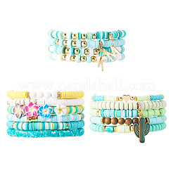 15Pcs Polymer Clay Heishi Beads Stretch Bracelets Sets&nbsp;BJEW-TA00679