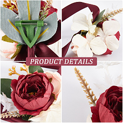 2Pcs 2 Style Silk Cloth Rose with Satin Ribbon Corsage Boutonniere & Wrist Corsages&nbsp;AJEW-CP0005-94
