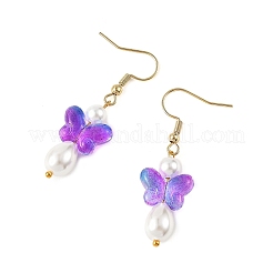 Glass & Shell Pearl & 304 Stainless Steel Dangle Earrings&nbsp;EJEW-JE07363