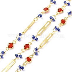 Real 18K Gold Plated Brass Oval & Flat Round Link Chains&nbsp;CHC-F844-10D