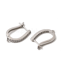 Brass Micro Pave Clear Cubic Zirconia Hoop Earring Findings&nbsp;KK-A289-05P