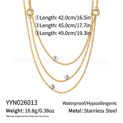 304 Stainless Steel 3 Layer Chain Necklaces for Women&nbsp;TA4038