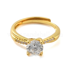 Clear Cubic Zirconia Adjustable Rings&nbsp;RJEW-L120-018G-05