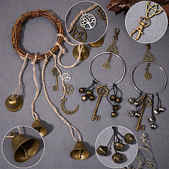 Rattan & Iron Witch Bells for Door Knob for Protection&nbsp;AJEW-CN0002-54