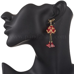 3 Pairs Christmas Bell Brass Glass Dangle Stud Earrings&nbsp;EJEW-MZ00612