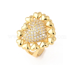 Adjustable Brass Micro Pave Cubic Zirconia Cuff Rings for Women&nbsp;RJEW-B139-08G-02