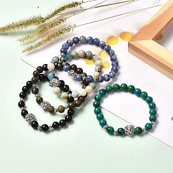 Natural & Synthetic Gemstone Beads Stretch Bracelst for Men Women&nbsp;BJEW-JB06703