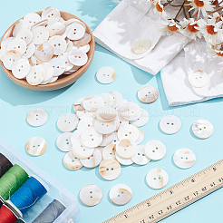 150Pcs 2-Hole Flat Round Shell Buttons&nbsp;SHEL-NB0001-66