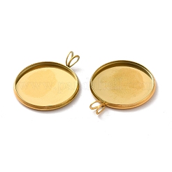 Ion Plating(IP) 304 Stainless Steel Pendant Cabochon Settings&nbsp;STAS-I069-37G-20MM
