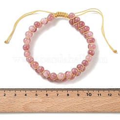 Adjustable Woven Round Natural Sunstone Braided Bead Anklets for Women&nbsp;AJEW-D071-01B