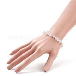 Natural Gemstone Chips & Pearl Beaded Slider Bracelet for Women&nbsp;BJEW-JB08334