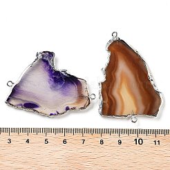 Natural Agate Dyed Nuggets Connector Charms&nbsp;G-Q016-01