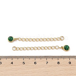 Ion Plating(IP) 316 Surgical Stainless Steel Curb Chain Extender with Malachite Round Charm High Polished&nbsp;STAS-A097-01G-10