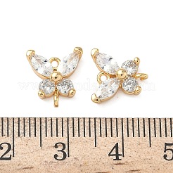 Brass Pave Clear Cubic Zirconia Connector Charms&nbsp;KK-Z136-70G