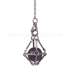 Brass Pouch Gemstone Round Beads Dowsing Pendulums&nbsp;PALLOY-JF02504
