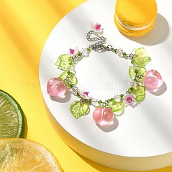 Glass & Resin & Acrylic Flower Charm Bracelet&nbsp;BJEW-JB09435-01