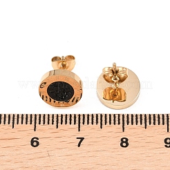 Flat Round 304 Stainless Steel Stud Earrings&nbsp;EJEW-H175-02G-02