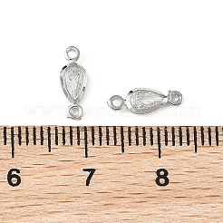SHEGRACE Brass Pave Clear Cubic Zirconia Teardrop Connector Charms&nbsp;XGRQ2O189-449P