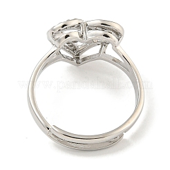Heart with Letter Rack Plating Brass Micro Pave Clear Cubic Zirconia Adjustable Rings for Women&nbsp;RJEW-I105-01P-Q
