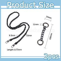 1Pc Black PU Leather Alloy Purse Chains&nbsp;FIND-HS0001-91B