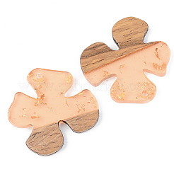 Transparent Resin & Walnut Wood Pendants&nbsp;RESI-S389-052B-B04