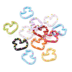 12Pcs Spray Printed Alloy Spring Gate Rings&nbsp;FIND-TA0009-96