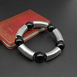304 Stainless Steel & Resin Bead Stretch Bracelets for Women Men&nbsp;UF8116-1