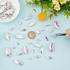 94Pcs 6 Style Pointed Back Glass Rhinestone Cabochons&nbsp;RGLA-FG0001-10