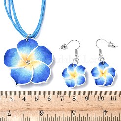 Flower Polymer Clay with Wax Cord Pendant Necklaces & Dangle Earrings Sets&nbsp;FS-WG2CAA9-02