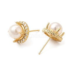 Rack Plating Brass Micro Pave Cubic Zirconia Stud Earring for Women&nbsp;EJEW-C057-07G