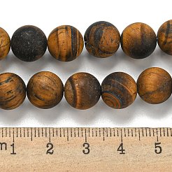Frosted Natural Tiger Eye Beads Strands&nbsp;G-Q177-A01-01