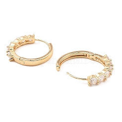 Brass Micro Pave Cubic Zirconia Hoop Earrings&nbsp;EJEW-D078-16KCG