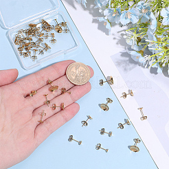48Pcs 6 Styles Brass Stud Earring Findings&nbsp;STAS-BBC0011-01