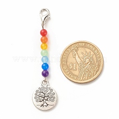 Chakra Theme Natural & Dyed Malaysia Jade Beaded Pendant Decorations&nbsp;HJEW-JM00641