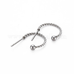 Non-Tarnish 304 Stainless Steel C-shape Stud Earrings&nbsp;EJEW-N016-013-NR