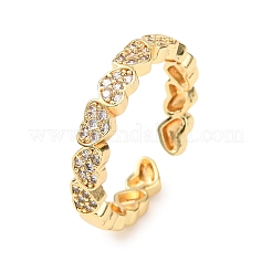 Brass Micro Pave Cubic Zirconia Cuff Open Rings&nbsp;RJEW-F204-02G