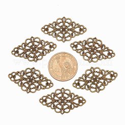 Tibetan Style Alloy Rhombus Filigree Joiners Links&nbsp;X-TIBE-5377-AB-FF