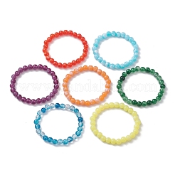 7Pcs 7 Colors Acrylic Imitation Jade Round Beaded Stretch Bracelets Set&nbsp;BJEW-JB10151