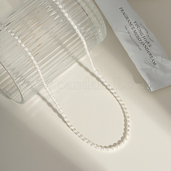 Elegant French Style Imitation Pearl Rice Beaded Necklaces with Stainless Steel End Chains for Women&nbsp;BJ9351