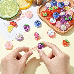 40Pcs 8 Styles Electroplate UV Plating Opaque Fruit Resin Cabochons&nbsp;RESI-CJ0004-53