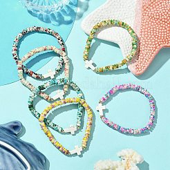 6Pcs Synthetic Turquoise Beads Stretch Bracelets&nbsp;BJEW-JB11406