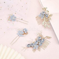 Bridal Alloy Rhinestone Hair Combs & Hair Forks Set&nbsp;PHAR-WH0015-06G