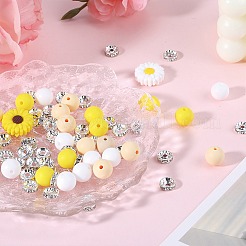 79Pcs 6 Styles Iron Rhinestone Spacer Beads with Flower Silicone Beads&nbsp;SIL-SZ0002-30A