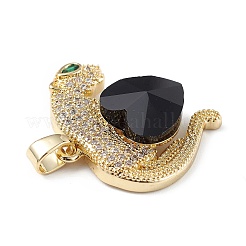 Real 18K Gold Plated Rack Plating Brass Micro Pave Clear Cubic Zirconia Pendants&nbsp;KK-C015-13G-04