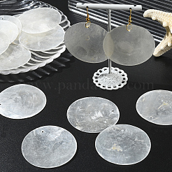 60pcs Flat Round Capiz Shell Pendants&nbsp;SSHEL-SC0001-49
