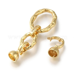 Brass Micro Pave Clear Cubic Zirconia Fold Over Clasps&nbsp;LS-KK-H480-26G